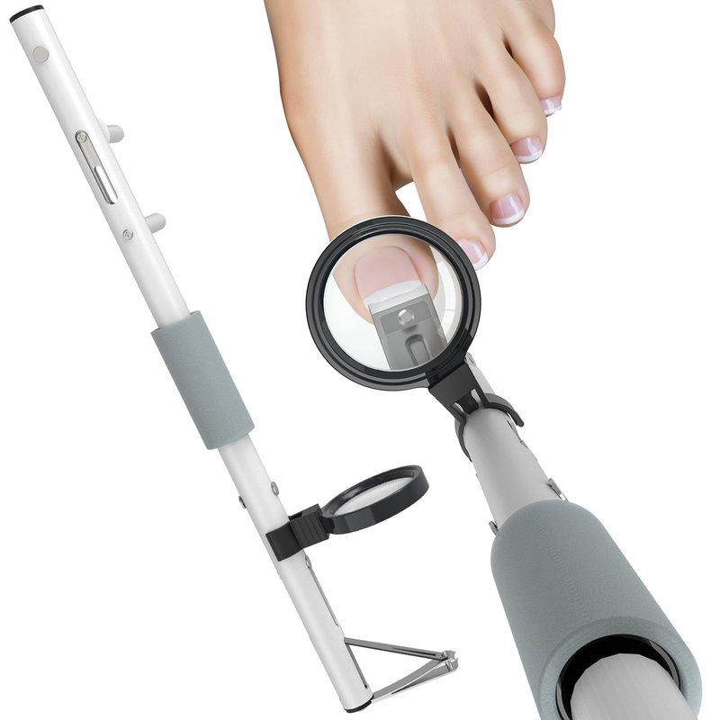 Toenail Trimmer with Clear Magnifier, Long Reach Handle for Seniors,Limited Mobility Aid, No-Bend Pedicure Tool with Wide Jaw Opening Support & Easy Cutting Wide Jaw Design（16.5inch）