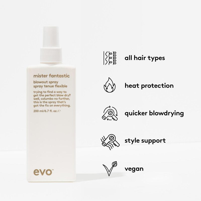 EVO Mister Fantastic Heat Protectant Blow Dry Spray for All Hair Styling Types - Reduces Dry Time & Adds Body - 6.8 fl oz