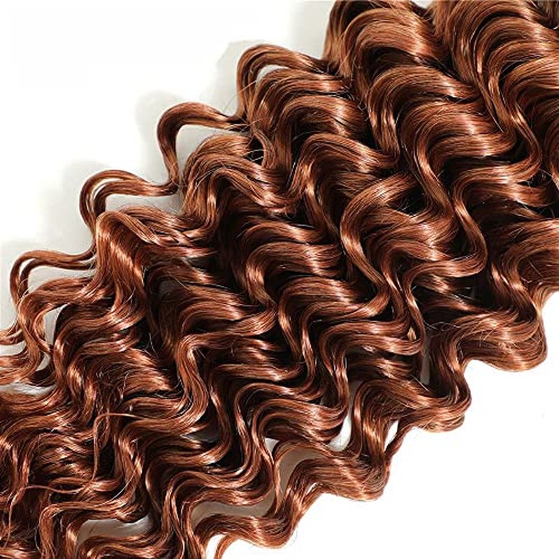 Color #30 Brown Bundles Human Hair Deep Wave 3 Bundles 28 28 28 Inch Unprocessed Brazilian Virgin Remy Light Brown Deep Wave Bundle Human Hair Extensions