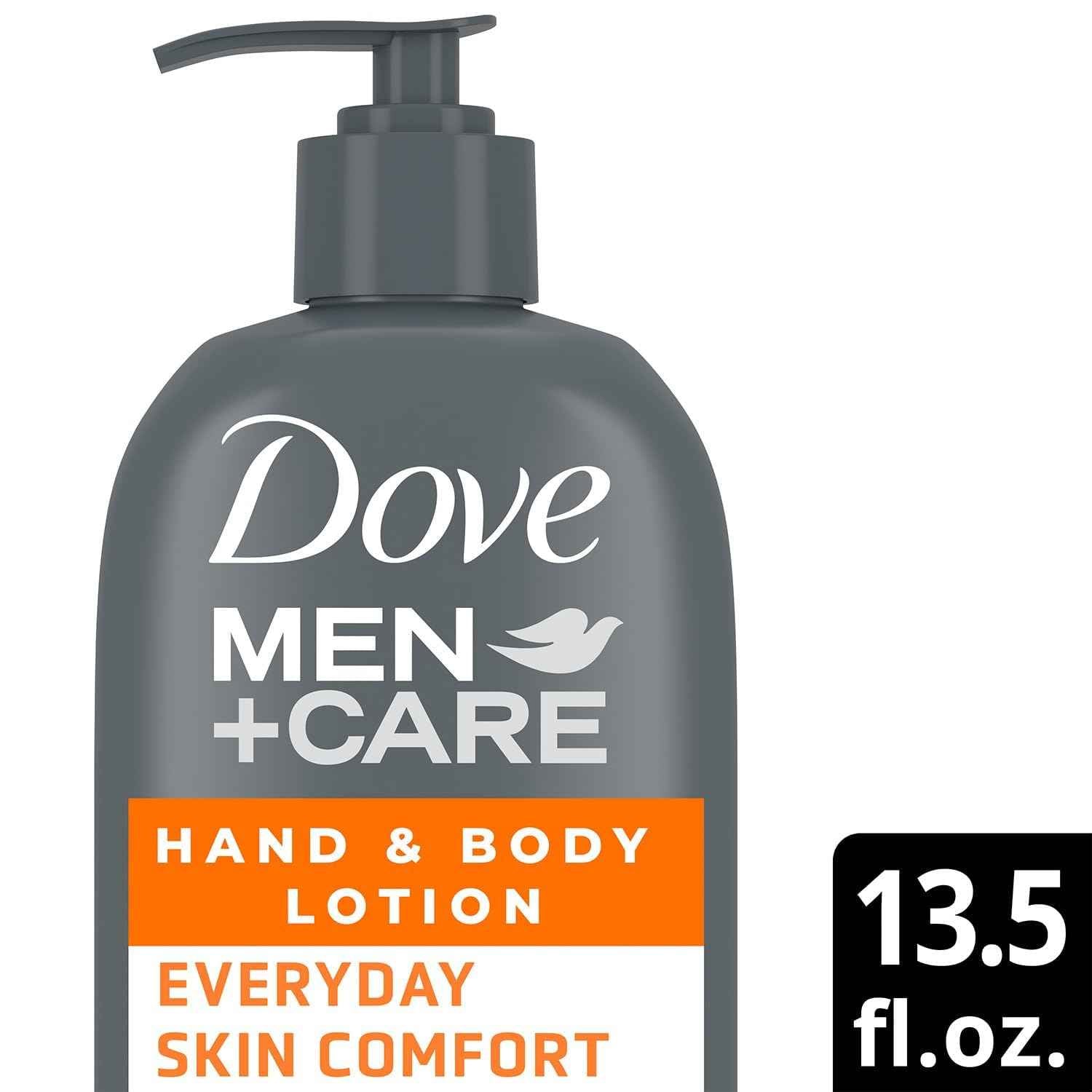 Dove Hand & Body Lotion, Men+Care Value Pack – Everyday Skin Comfort Formula with Shea Butter & Jojoba Oil, Refreshing Lotion for Dry Skin, 13.5 Fl Oz (Pack of 2)