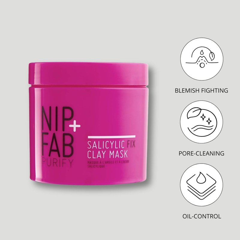 Nip + Fab Salicylic Fix Clay Mask for Face Purifying Cleansing Facial Mask to Minimize Pores Oil Control Brighten Skin Target Blemishes, 5.7 ounces