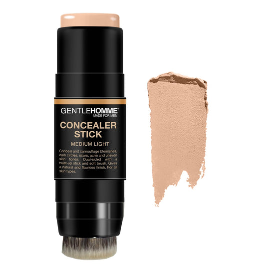 Gentlehomme Men's Concealer Stick with Brush for Dark Circles Eraser, Medium Light