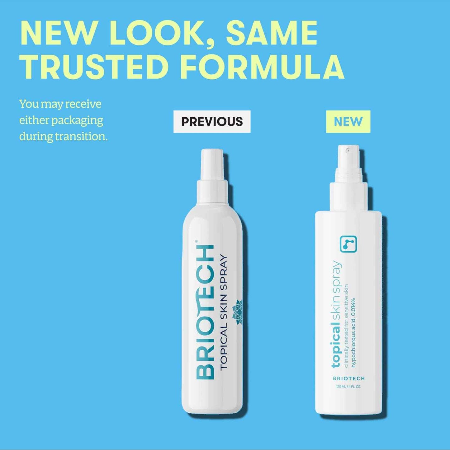 BRIOTECH Topical Skin Spray, Hypochlorous Acid Spray for Sensitive Skin, HOCl Facial Mist, Full Body Support Against Irritation, Calm Redness, Soothe Foot & Scalp, 8 oz (1 Pack)