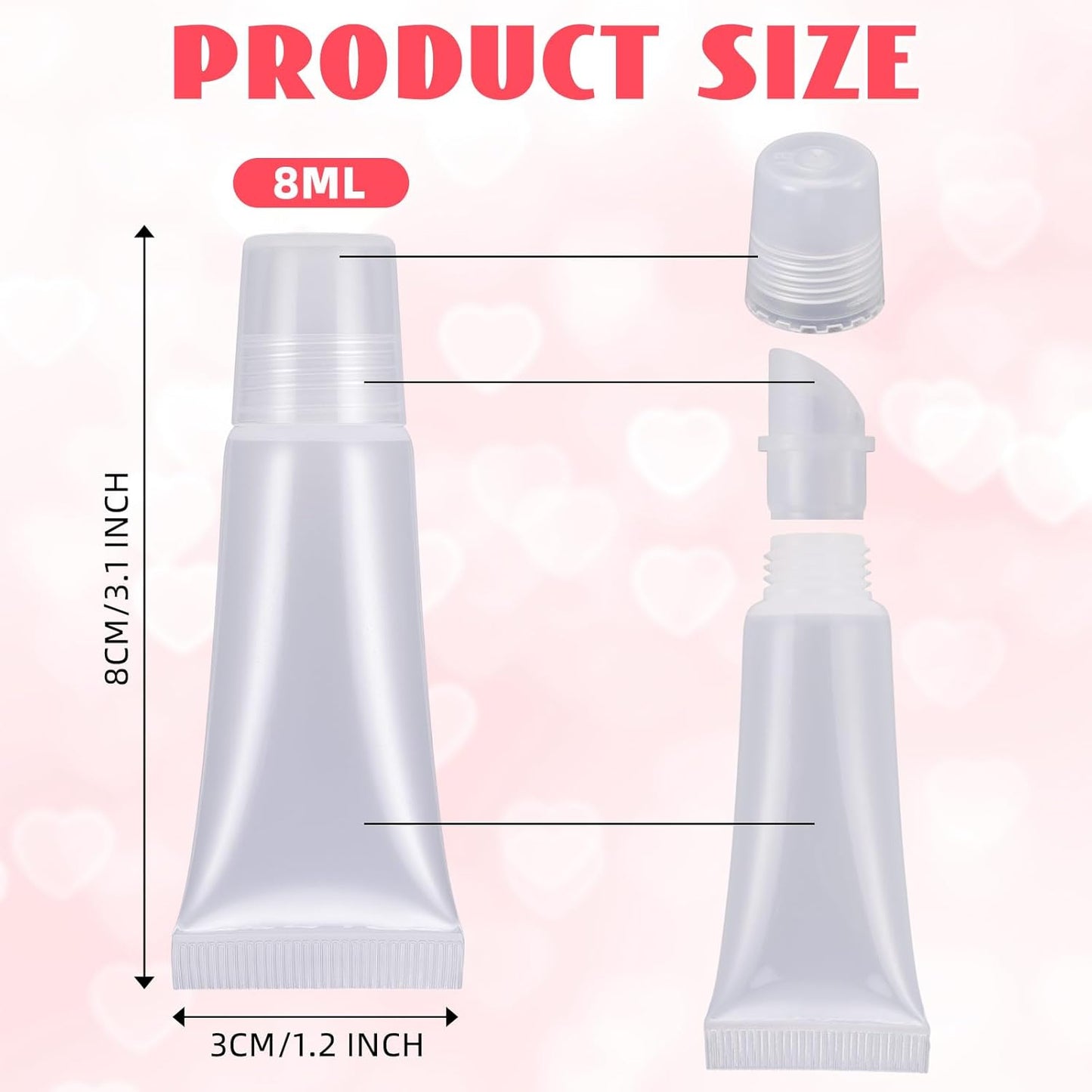 Empty Lip Gloss Tubes - 300 Pcs 8ml Clear Squeeze Containers for DIY, Travel Toiletries & Personal Care