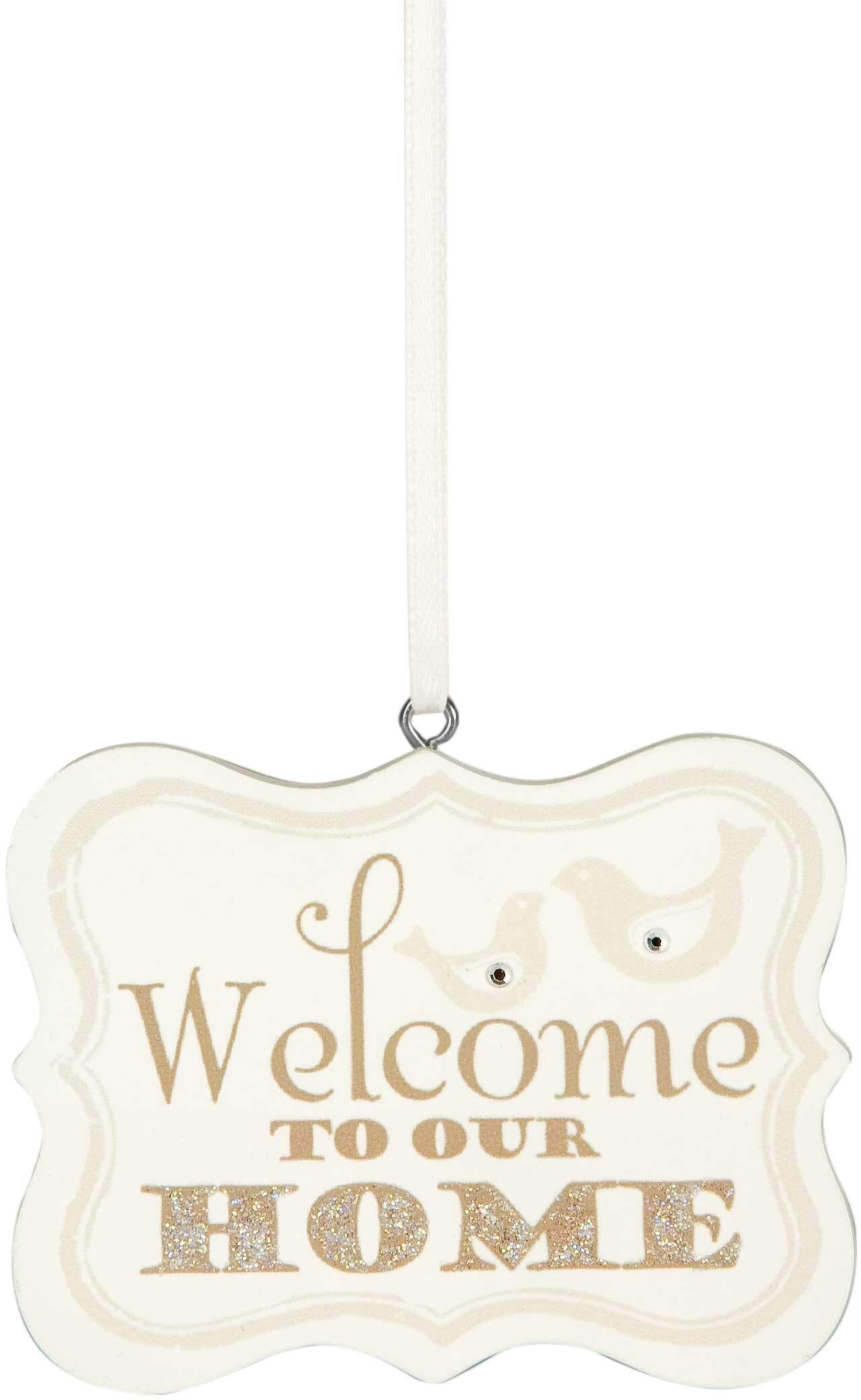 Pavilion Gift Company - 89029 Signs of Happiness Welcome Home Hanging Plaque, 2-3/4 by 2-1/4-Inch