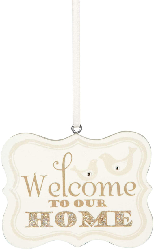 Pavilion Gift Company - 89029 Signs of Happiness Welcome Home Hanging Plaque, 2-3/4 by 2-1/4-Inch