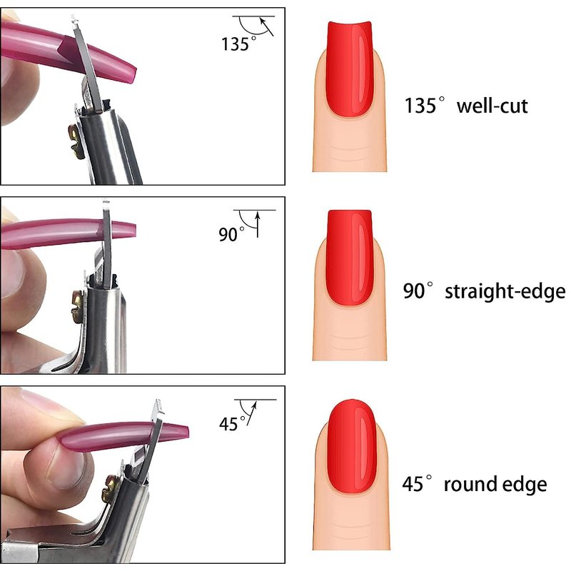 3 Pieces Acrylic Nail Clippers, Adjustable Nail Tip Cutter with Sizer and Catcher, Stainless Steel False Nail Clipper for Acrylic Nails with Length Nail Clippers for Acrylic Nails with Length Measure