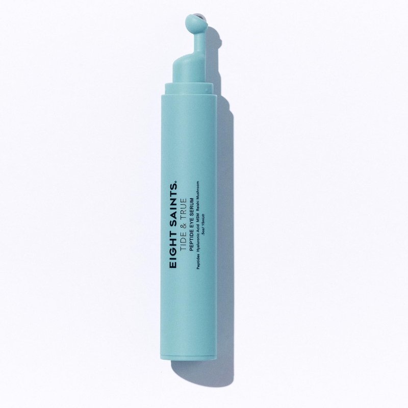 Eight Saints Tide & True Peptide Eye Serum for Puffiness & Wrinkles, Under Eye Roller Ball Treatment for Dark Circles & Fine Lines, with Peptides, Hyaluronic Acid, and Reishi Mushroom, 0.5 fl oz