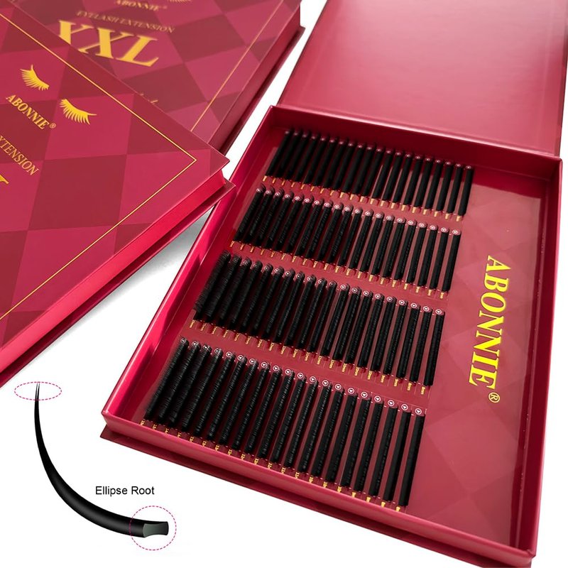 Ellipse Flat Eyelash Extensions - 80 Rows of Matte Black Cashmere Lashes | Individual Classic 0.10-0.25mm, D Mix 8-15mm