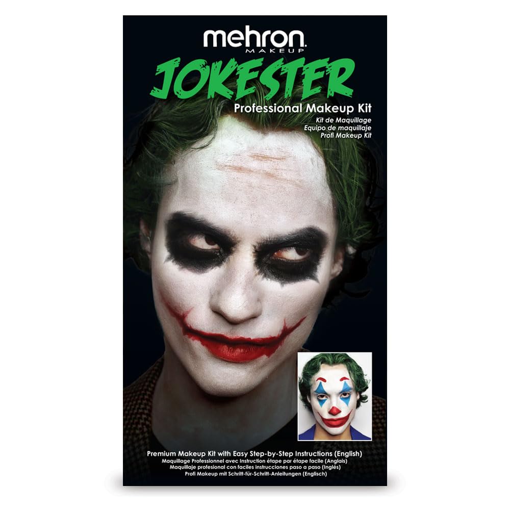 Mehron Makeup Premium Character Kits| Makeup Kits for Halloween & Cosplay| Made in the USA | Complete Kit | Includes all Tools & Instructions on How to Create the Look | (Evil Jokester)