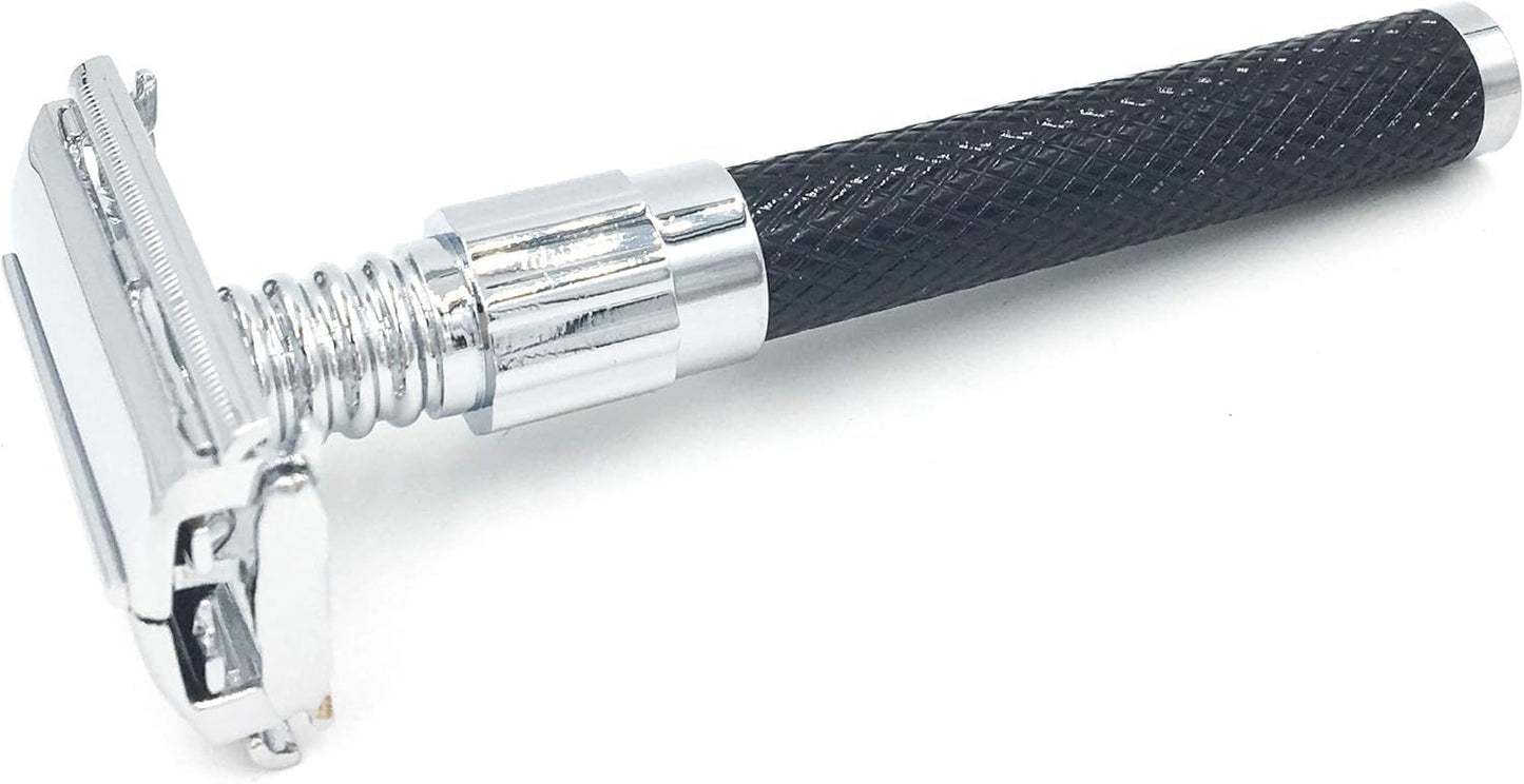 Parker 92R Graphite Gray Butterfly Double Edge Safety Razor, Long Handle