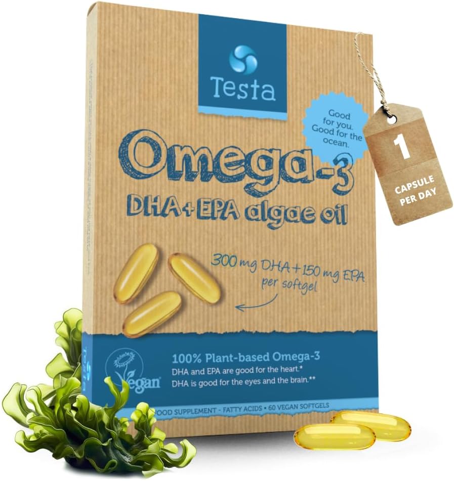 Omega-3 DHA EPA Supplement - Vegan Algae Capsules for Heart, Brain & Joint Health | 60 Count