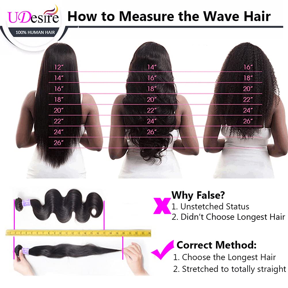UDesire 16A 100% Unprocessed Brazilian Body Wave One Bundle 22 inch Brazilian Virgin Hair Weave Human Hair Bundles Body Wave Natural Black Color 90-95g/bundle