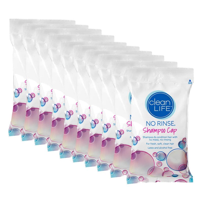 No-Rinse Shampoo Caps - Waterless Hair Washing & Conditioning for Elderly | 10 Pack, Disposable, Hypoallergenic