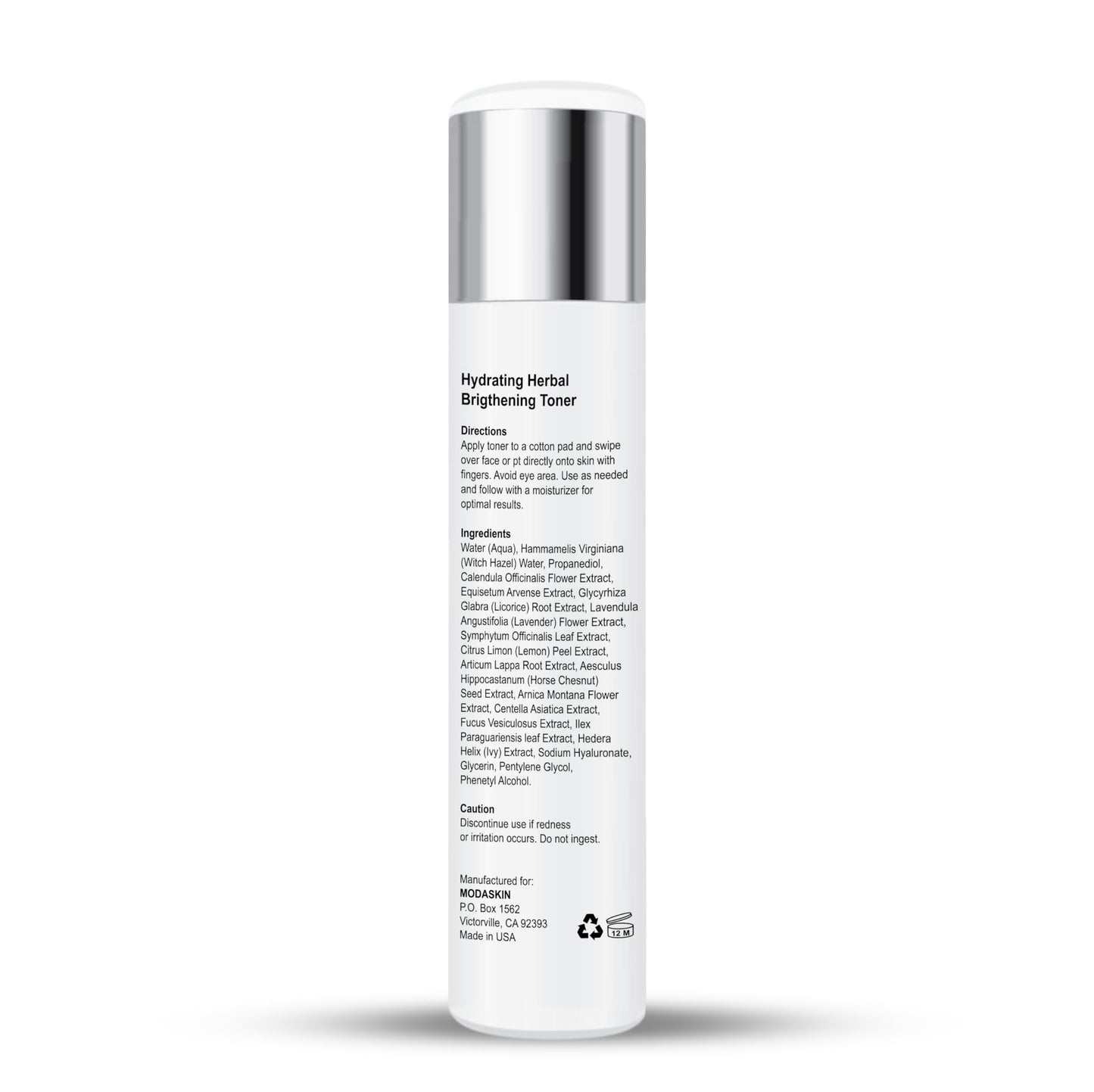 MODASKIN Hydrating Herbal Brightening Toner, Herbal Extract & Antioxidant, Witch Hazel to Brighten & Restore Your Skin's Natural Glow, 4.1 Oz