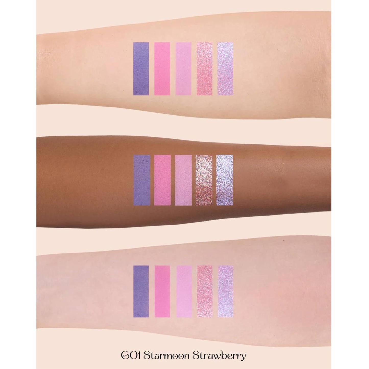 Flower Knows Violet Strawberry Rococo Eyeshadow Palette,Purple Pink Makeup Palette with 3 Matte + 2 Shimmer Shades,Blendable Smooth Cute Eye Makeup,0.21 Oz(Starmoon Strawberry)