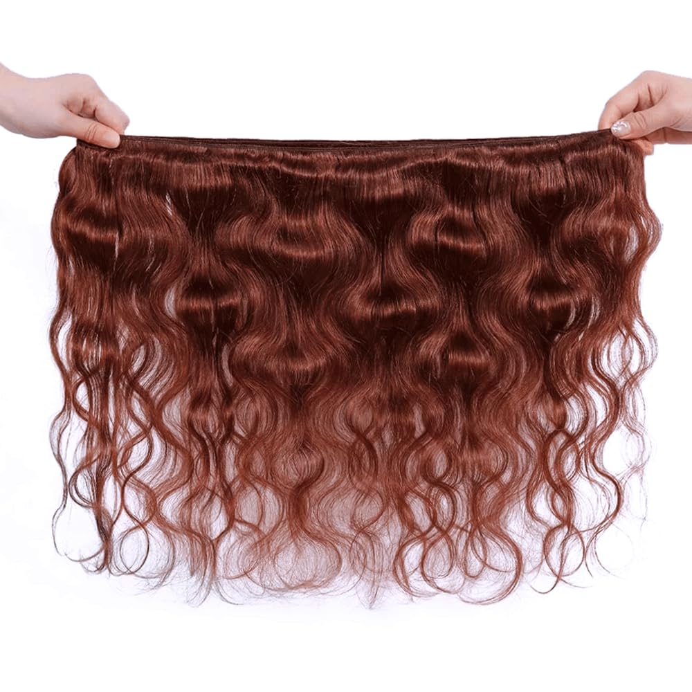 Color 33 Auburn Brown Body Wave Human Hair Bundles Reddish Brown 1 Bundle 32 Inch Copper Red Bundles Color 33 Body Wave Bundle