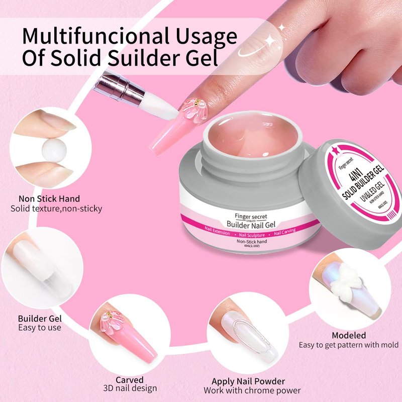 Solid Builder Gel for Nails 240g 4oz Builder Gel Nail Kit Non-sticky for Nails Extension DIY Nail Thickening Solution 3d Sculpture Hard Sculpting Glue Molding Building Forms UV Lamp