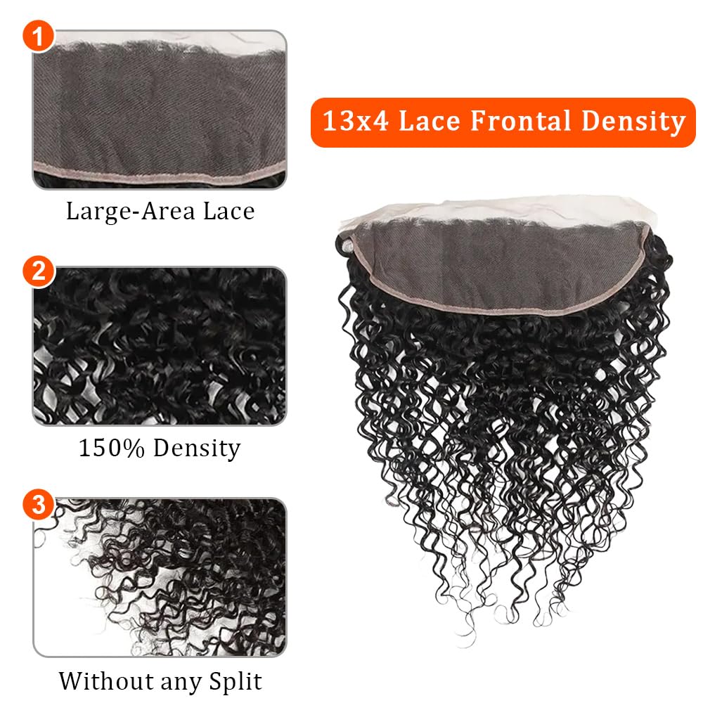 Lace Frontal Deep Wave 14 Inch | 150% Density Unprocessed Brazilian Human Hair with Baby Hair for Black Women