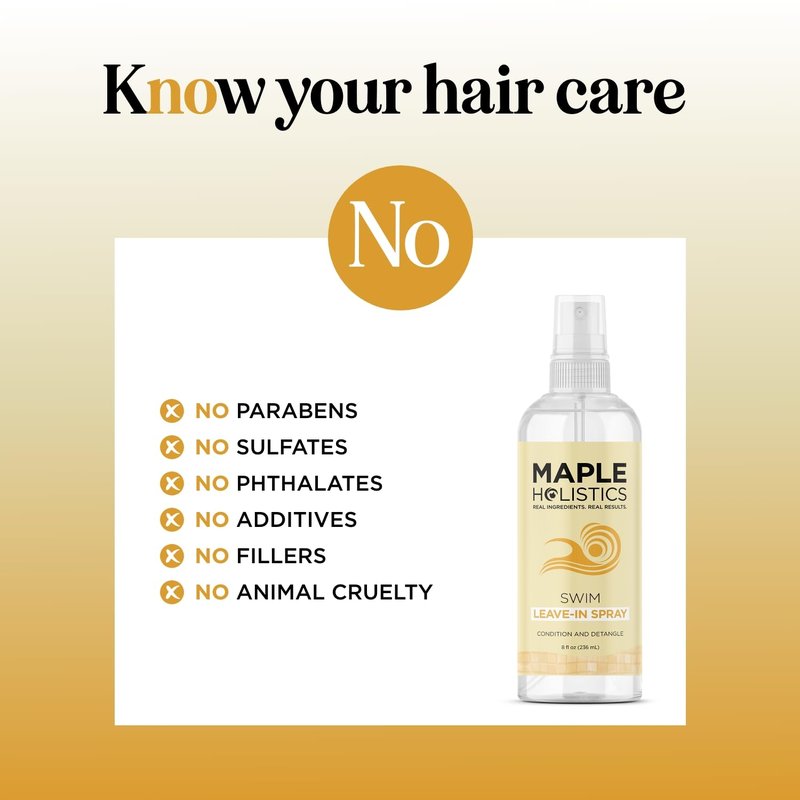 Swim Leave in Conditioner for Kids & Adults - Before & After Swim Hair Spray Helps Prevent Dryness Tangles Greening Color Fading & Frizz - Vegan Saltwater and Chlorine Hair Treatment (8 Fl Oz)