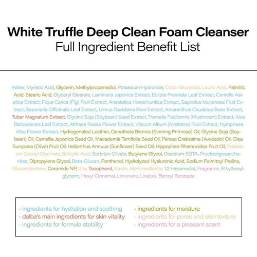 d'alba Piedmont Italian White Truffle Deep Foam Cleanser, Vegan Skincare, Gentle Foam Cleanser with White Truffles for All Skin Types, Safe for Sensitive Skin, Hypoallergenic