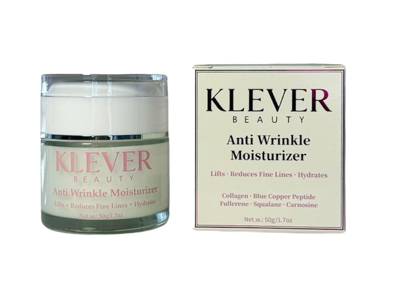 KLEVER Beauty Anti-Aging Face Cream – Collagen + Blue Copper Peptide Moisturizer, Fullerene & Squalane – Firming & Wrinkle Reduction, 1.7 oz