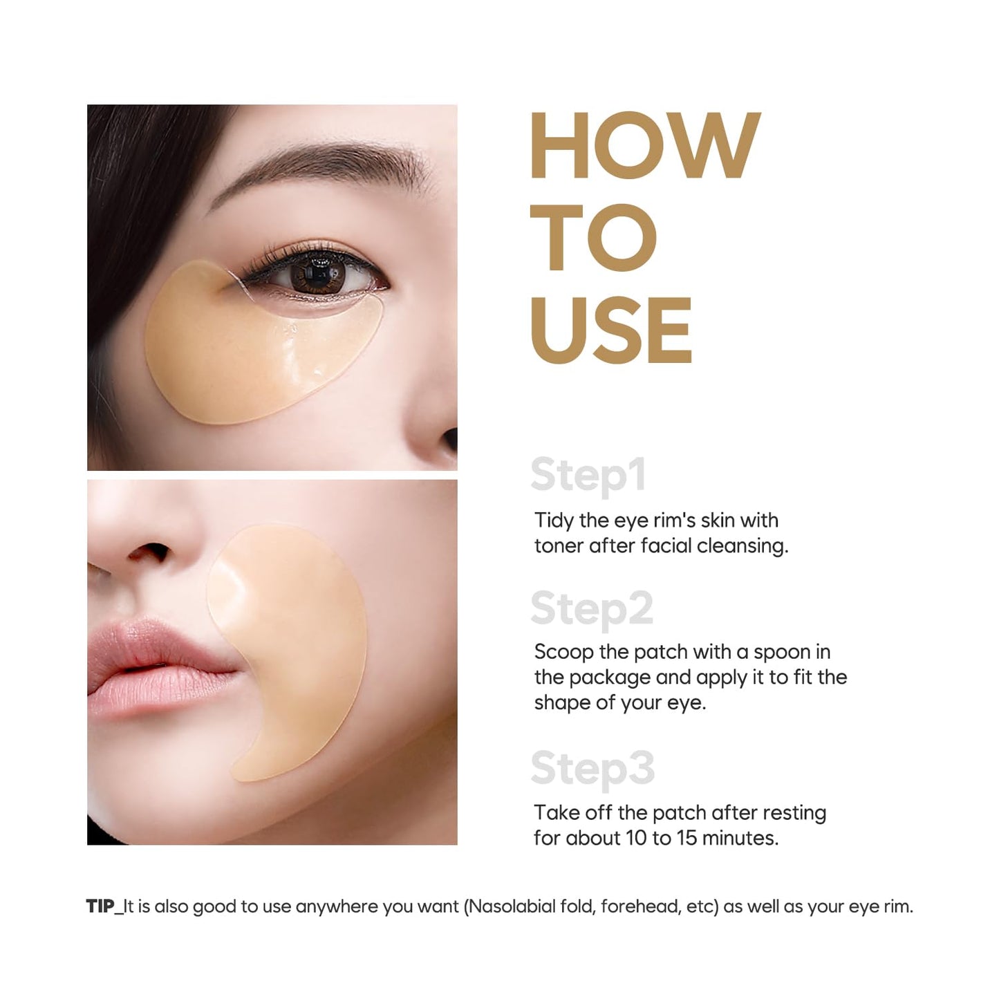 Gold & Royal Jelly Hydrogel Eye Patch 60ea (30pairs) - Revitalizing Eye Mask with Royal Jelly, Mugwort for Nourishing Under Eye Care, for Puffy Eyes, Eye Bags