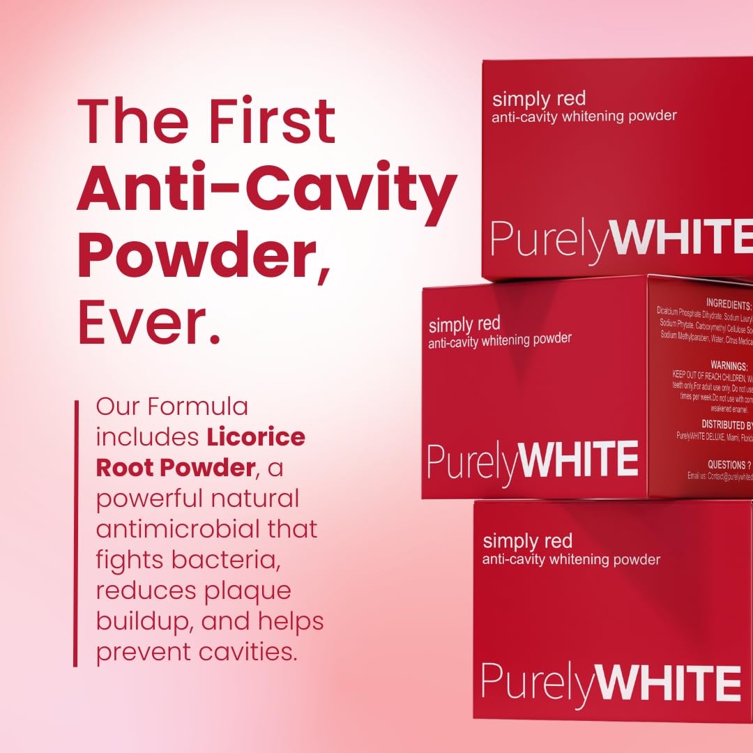 PurelyWHITE DELUXE, Anti-Cavity Whitening Powder - Removes Stains, Flouride-Free, Nano Hydroxyapatite (nHA) Enamel-Safe Toothpaste Whitening Powder for Coffee, Tea, Food, Wine, and Tobacco Stains.