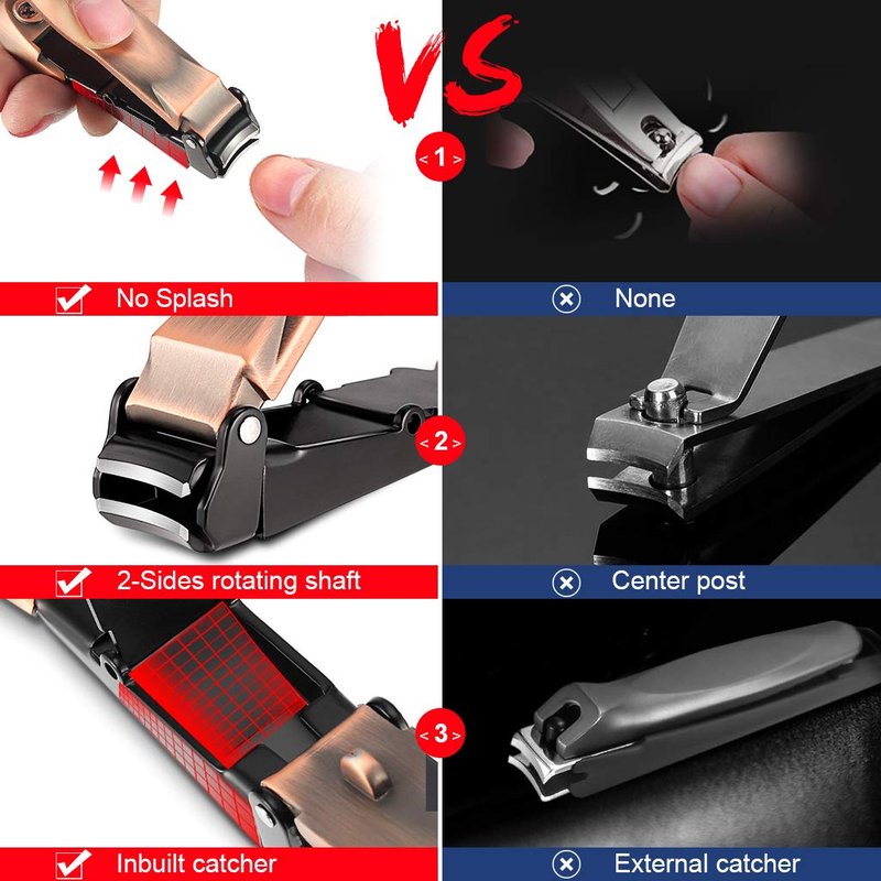 Fingernail and Toenail Clipper with Catcher, Profession Anti Splash Nail Clippers for Women, No-Mess Nail Cutter for Men, Sharp Stainless Steel Nail Trimmer Jaceyon