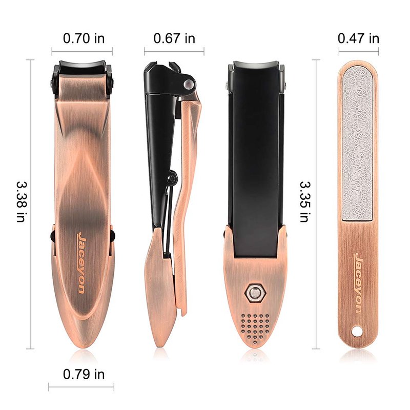 Fingernail and Toenail Clipper with Catcher, Profession Anti Splash Nail Clippers for Women, No-Mess Nail Cutter for Men, Sharp Stainless Steel Nail Trimmer Jaceyon