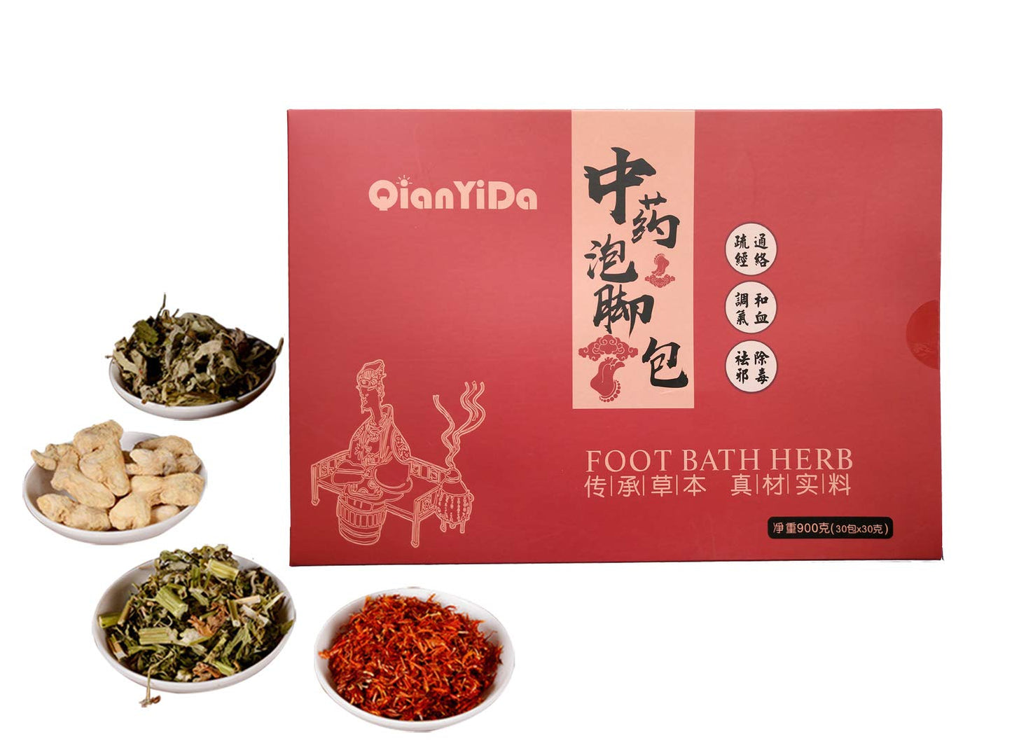 Herbal Foot Bath Soak | Chinese Reflexology Herbs for Relaxation - 31oz