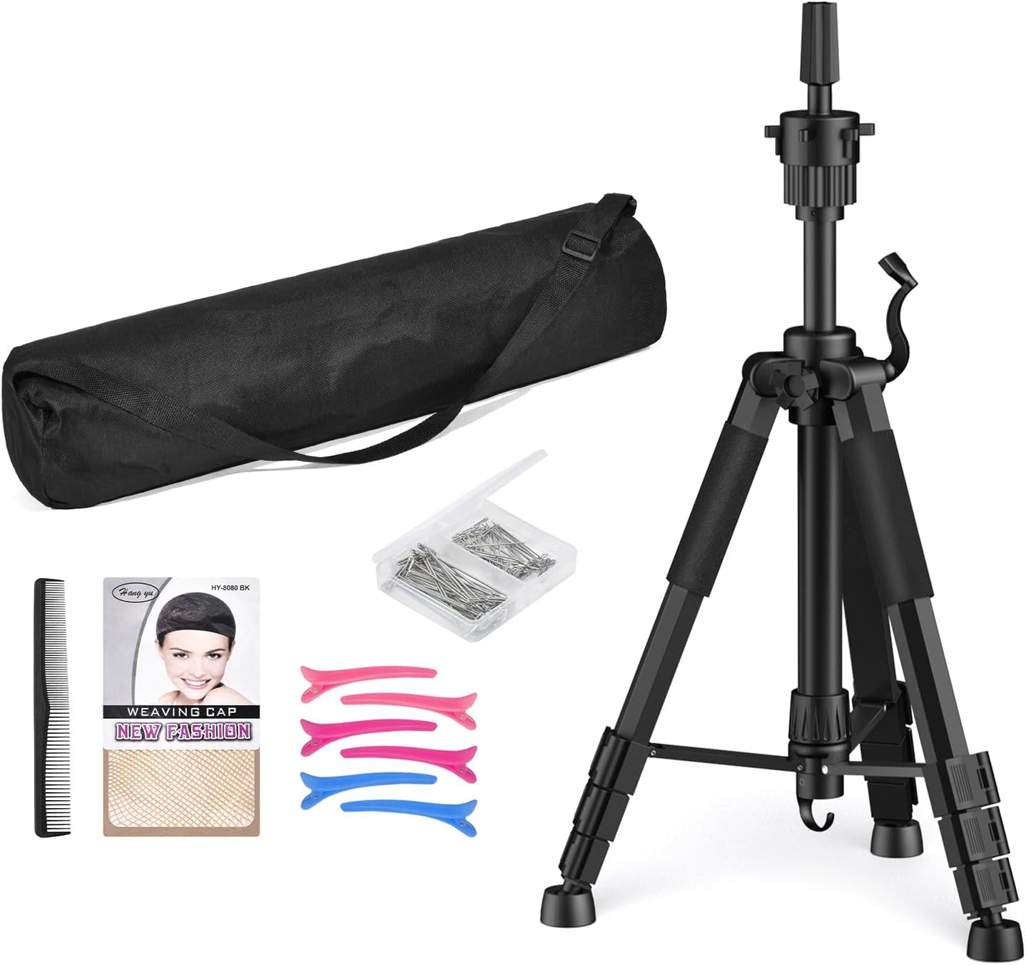 Adjustable Wig Stand Tripod - 54 Inch Heavy Duty Mannequin Head Stand with Non-Slip Base for Cosmetology