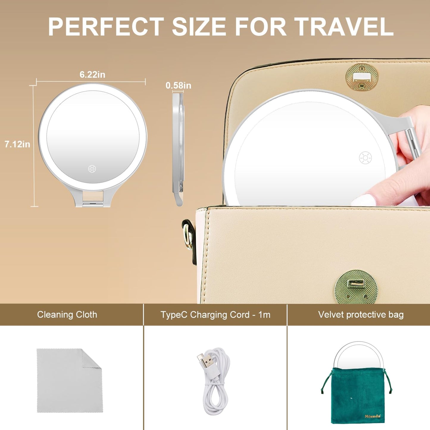 Mocado 1X/20X Magnifying Mirror with Light, Travel Makeup Mirror with Light