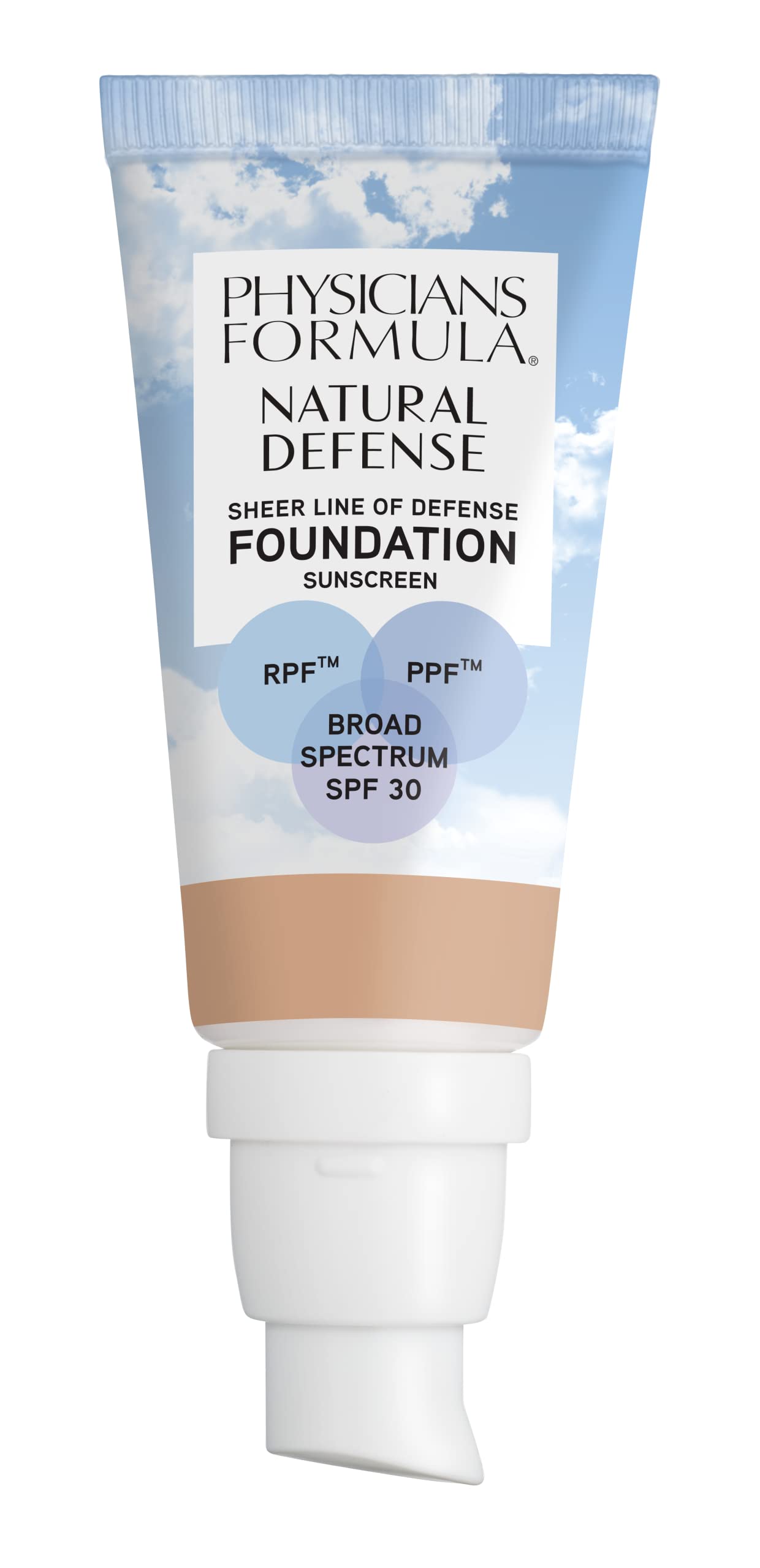 Physicians Formula Natural Defense Sheer Line of Defense Foundation, Light-to-Medium, SPF 30, Tinted Sunscreen | Dermatologist Tested, Clinicially Tested