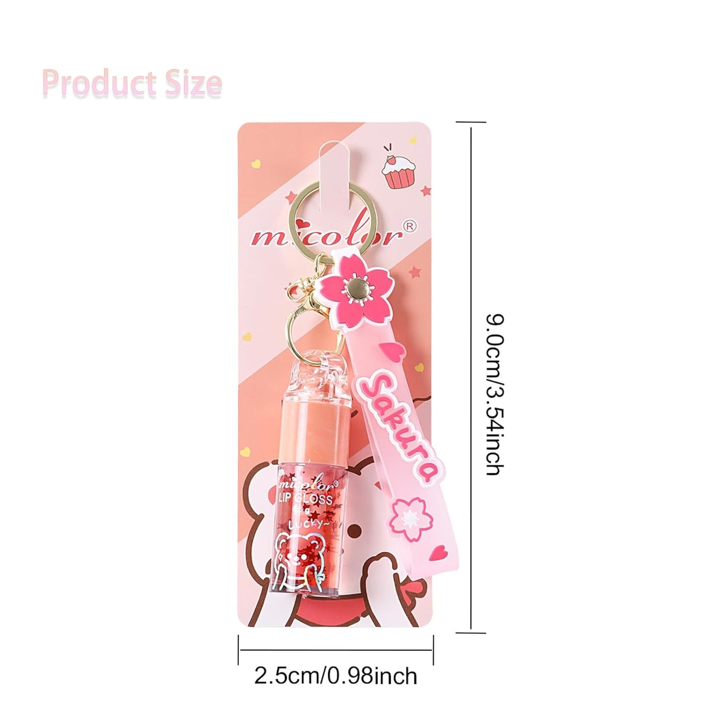 Hydrating Lip Gloss Set - Glossy Shimmer Finish | 3 Colors with Natural Moisturizing Formula & Sakura Keychain Design