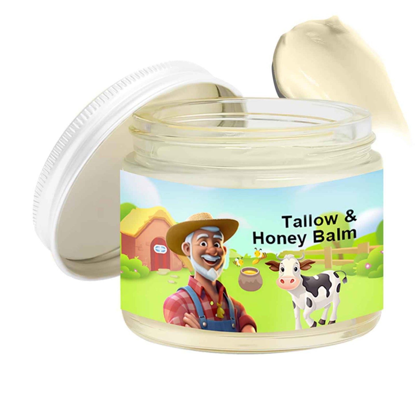 Abtiuey Tallow & Honey Balm, Based Supplies Handmade Beef Tallow Face Moisturizer for Skin, All-Natural with Grass-Fed Beef Tallow & Raw Wild Honey
