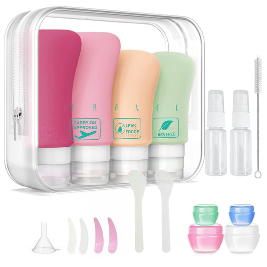 Teapile 20 Pack Travel Bottles, 3oz 2oz Leak Proof Travel Accessories Toiletries,Travel Shampoo And Conditioner Bottles,Perfect for Business or Personal Travel, Fun Outdoors Silicone 20 Pieces