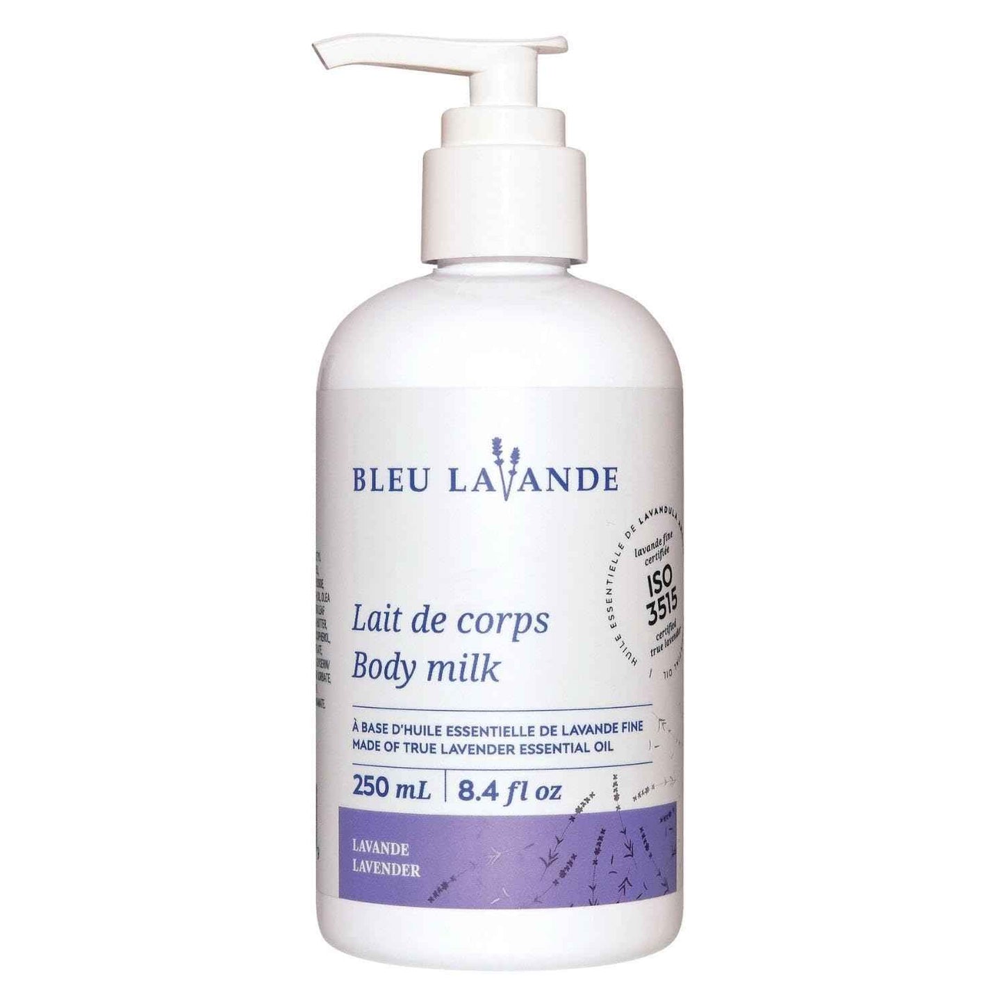 Bleu Lavande - Natural Lavender body milk - Made with Certified Premium & 100% Pure True Lavender Essential Oil - Soothing, Cruelty-free and Vegan - No Artificial Fragrances - 8.4 Fl Oz