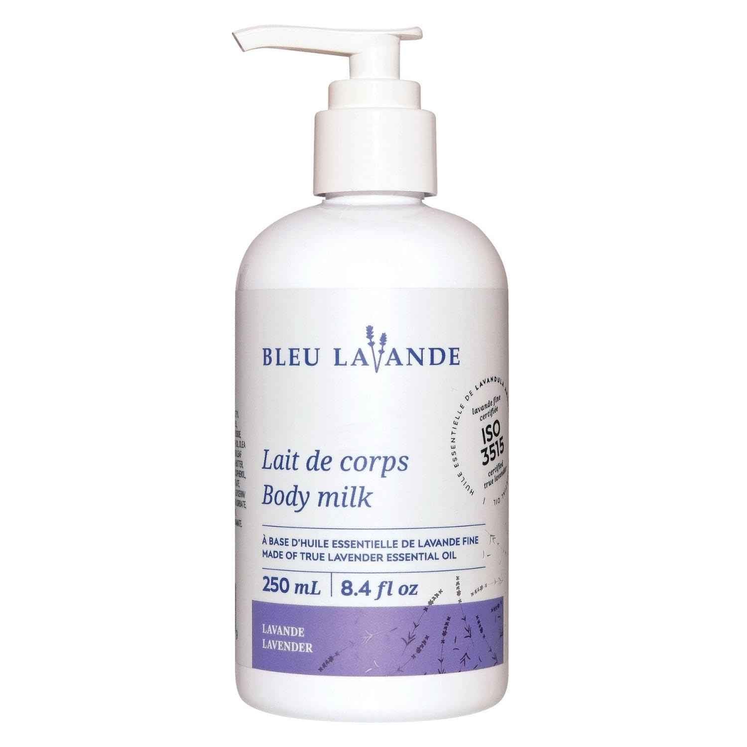 Bleu Lavande - Natural Lavender body milk - Made with Certified Premium & 100% Pure True Lavender Essential Oil - Soothing, Cruelty-free and Vegan - No Artificial Fragrances - 8.4 Fl Oz