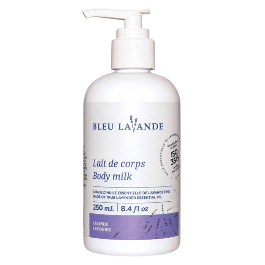 Bleu Lavande - Natural Lavender body milk - Made with Certified Premium & 100% Pure True Lavender Essential Oil - Soothing, Cruelty-free and Vegan - No Artificial Fragrances - 8.4 Fl Oz
