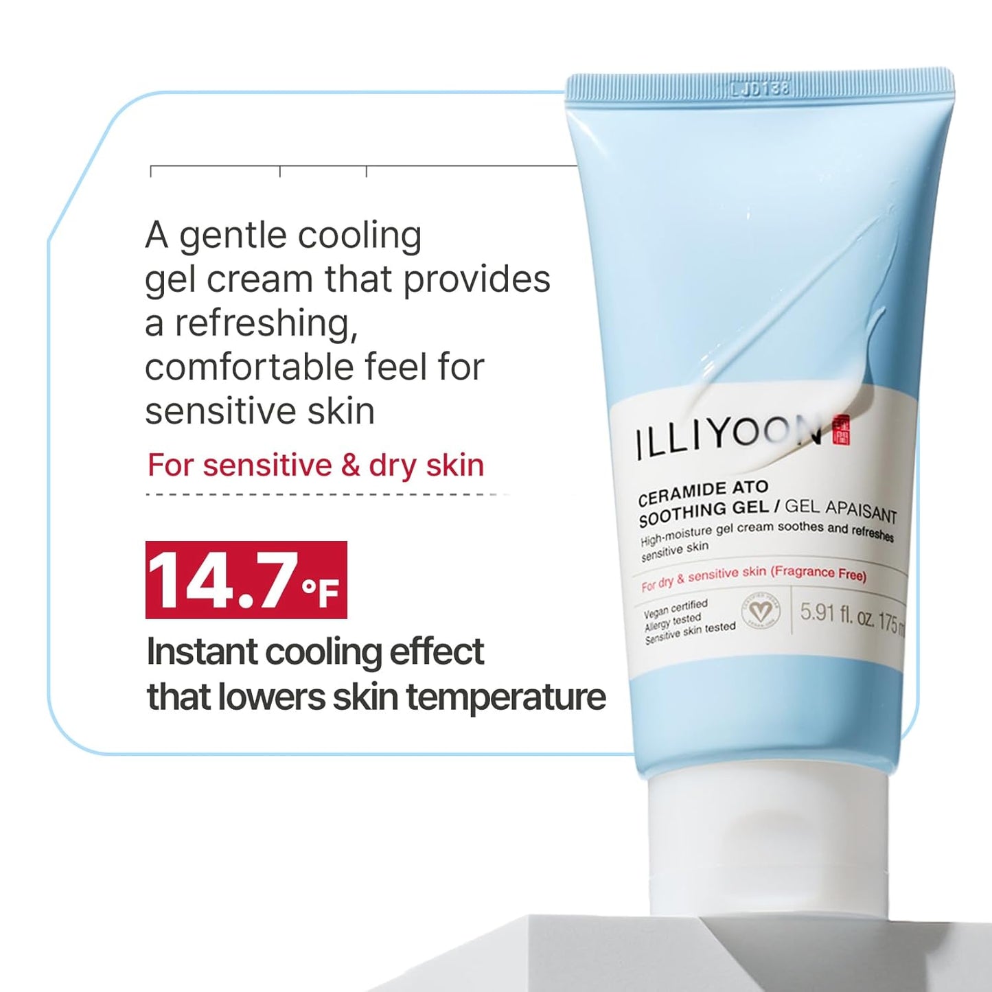 Illiyoon Ceramide Ato Soothing Gel - Vegan Facial Moisturizer for All Skin Types | 5.9 Fl Oz (175ml)