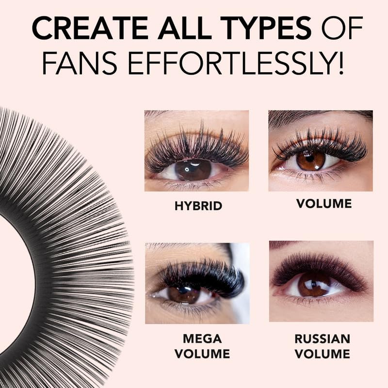 KIARA SKY Cashmere Volume Lash Extensions - Soft Semi-Matte Finish | Professional Use | Black (C-0.07-9MM)