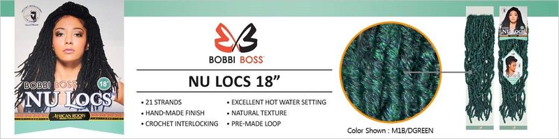 Bobbi Boss Synthetic Hair Crochet Braids African Roots Braid Collection Nu Locs 18" (4-PACK, 1)