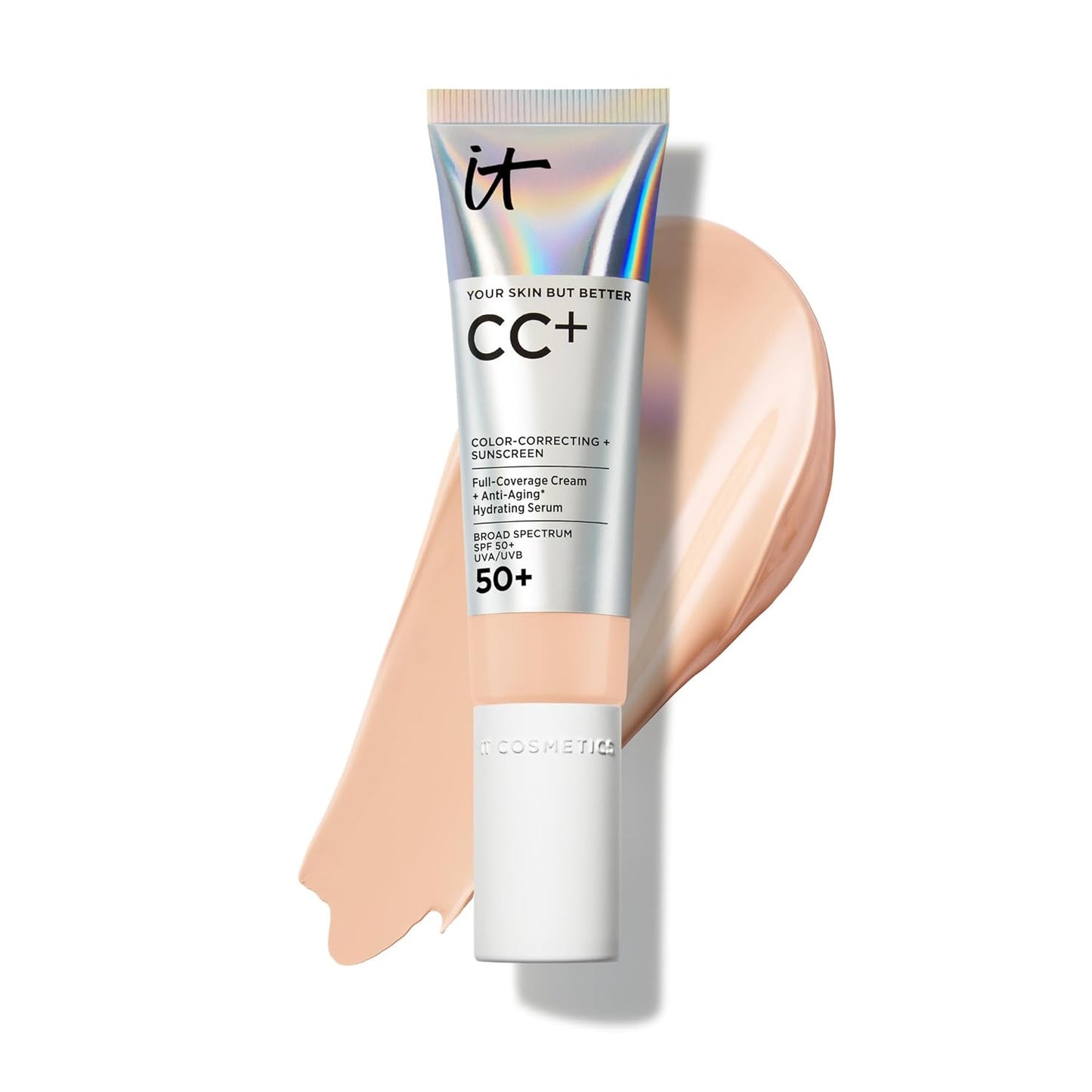IT Cosmetics CC+ Cream - Natural Full Coverage Foundation with SPF 50+ | Anti-Aging Hydrating Serum, Lightweight, 24H Wear