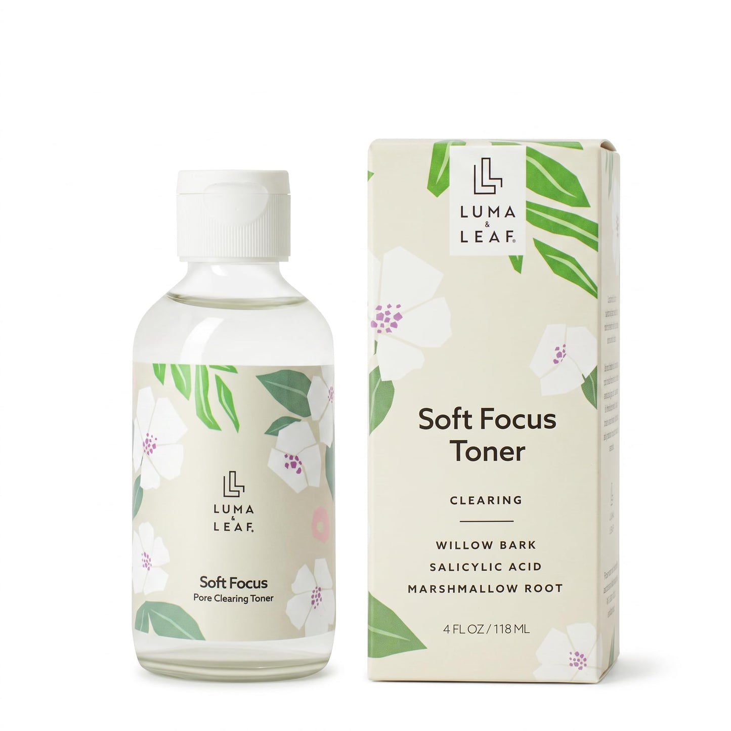 Salicylic Acid Toner for Acne Prone Skin, Pore Clearing BHA Face Toner with Niacinamide, Willow Bark & Marshmallow Root, Exfoliating Treatment for Breakouts & Dark Spots, Vegan, 4 fl oz, Luma & Leaf