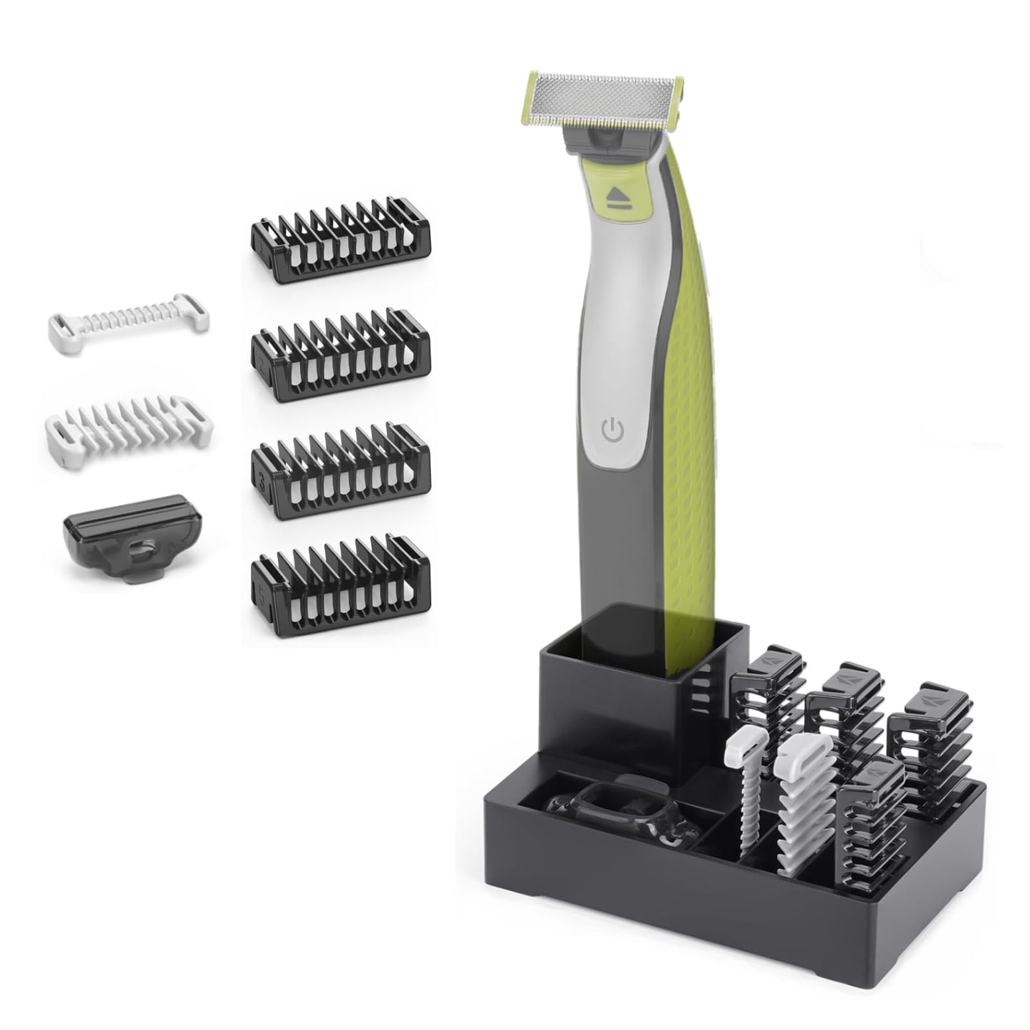 Guide Guards with Stand—1/2/3/5mm, Skin & Body Combs Replacement Fit for O Blade QP2724, QP2834, QP25XX, QP26XX, QP65XX, QP66XX Pro Series, Premium Guards with a Reliable Base (6PC+Stand)