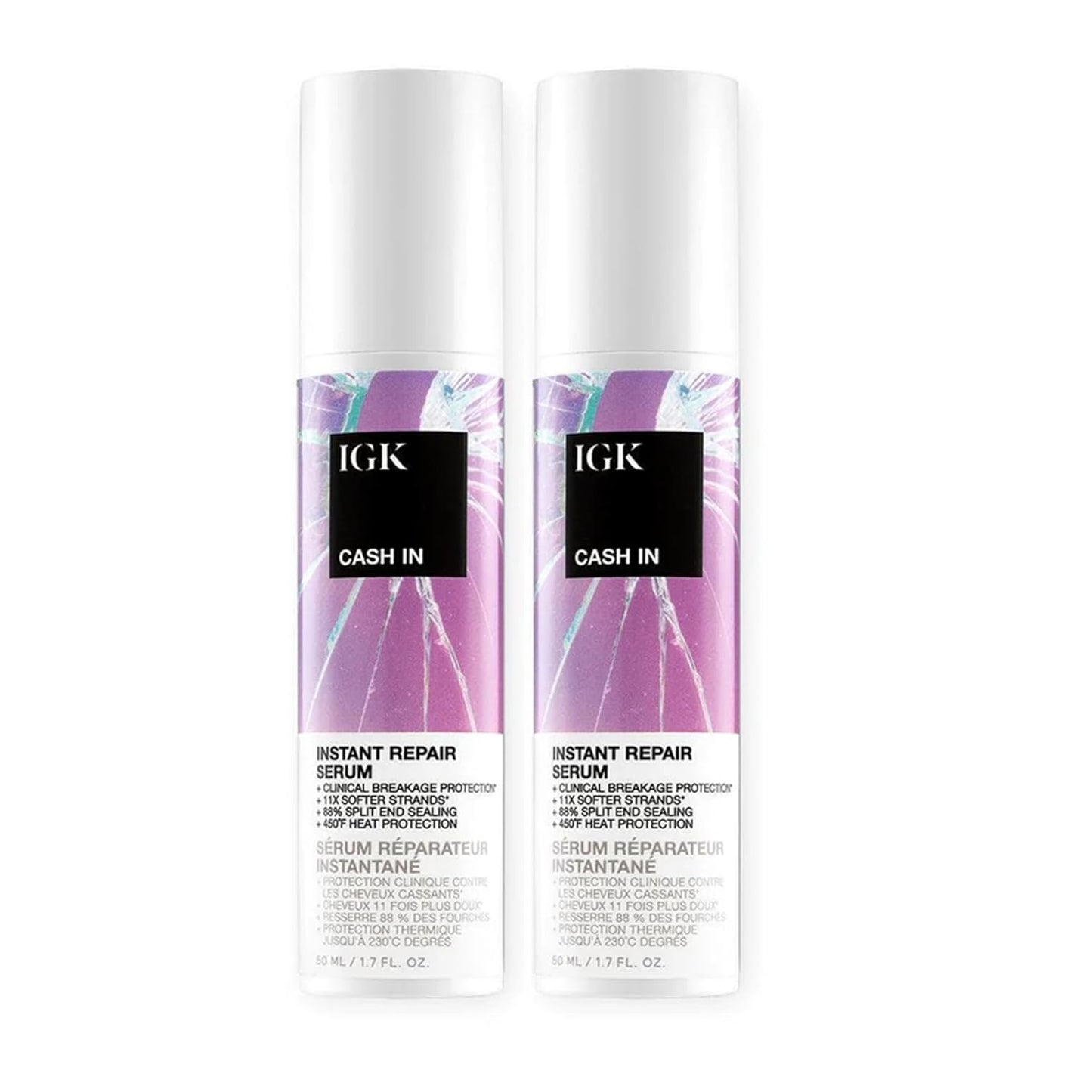 IGK Cash In Hair Serum - Instant Repair for Stronger Hair | Silicone-Free | 1.7 oz (Pack of 2)