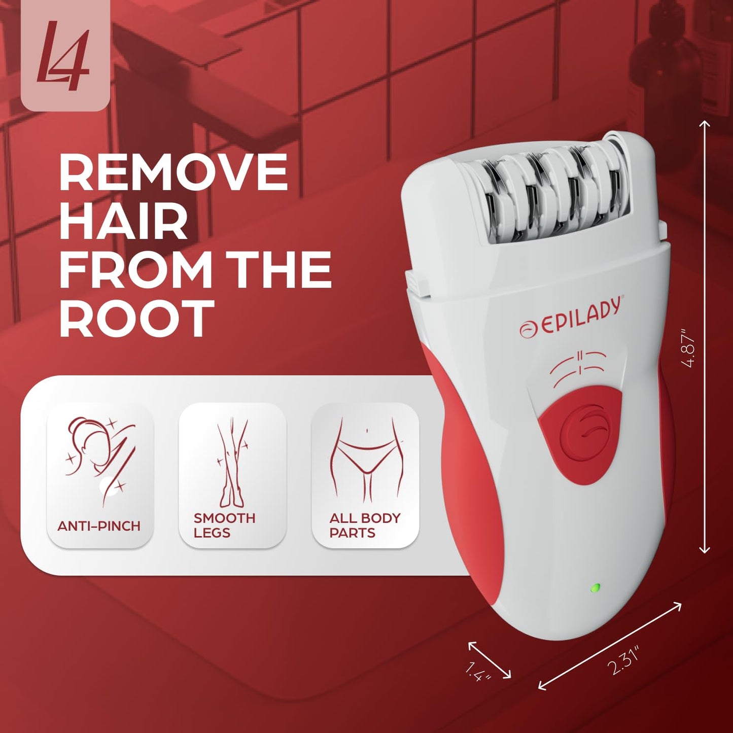 Epilady Legend 4 | Cordless Epilator Hair Removal Device for Women, 2 Speed Bikini Trimmer, Electric Shaver for Women, Rechargeable Body Hair Remover
