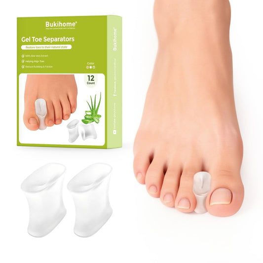 Bukihome 12 Pack Gel Toe Separators, Toe Spacers for Bunion, Overlapping Toes，Bunion Corrector for Men and Women, Bunion Pain Relief - Large Size