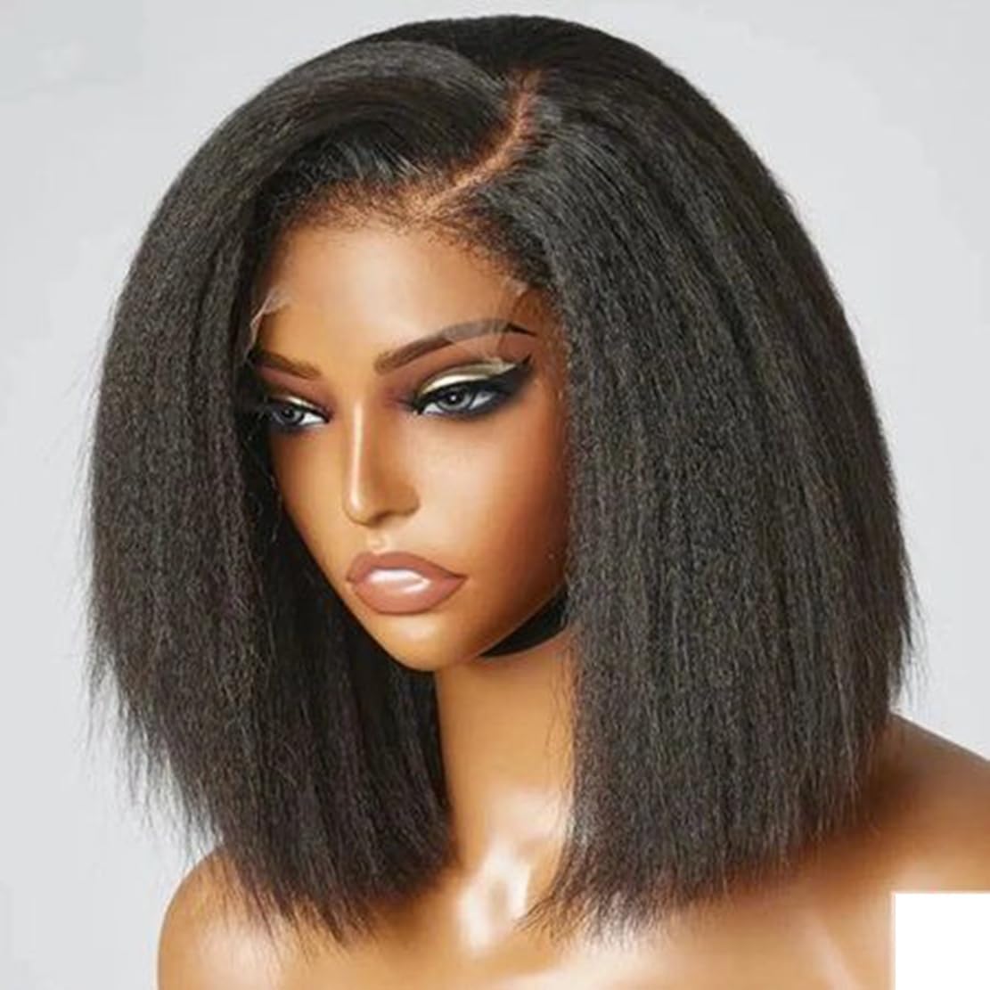 Emistar 16 Inch Body Wave 13x6 HD Lace Front Wigs Blend Human Hair 180% Density Bob Wig Pre Plucked Short Bob Wigs for Black Women Glueless Frontal Wig Synthetic Hair Natural Black Loose Wavy